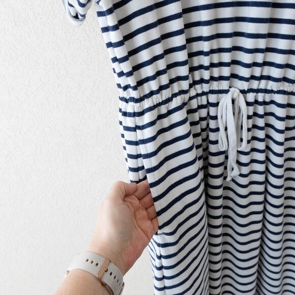 Old Navy XL Waist-Defined Striped French Terry Midi Dress with Pockets - Picture 5 of 7
